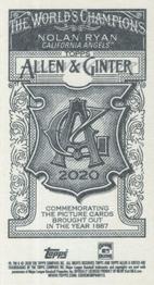 2020 Topps Allen & Ginter - Mini No Card Number #NNO Nolan Ryan Back