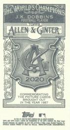 2020 Topps Allen & Ginter - Mini No Card Number #NNO J.K. Dobbins Back
