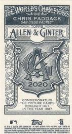 2020 Topps Allen & Ginter - Mini No Card Number #NNO Chris Paddack Back