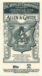 2020 Topps Allen & Ginter - Mini No Card Number #NNO Jermaine Dye Back