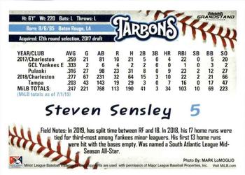 2019 Grandstand Tampa Tarpons #NNO Steven Sensley Back