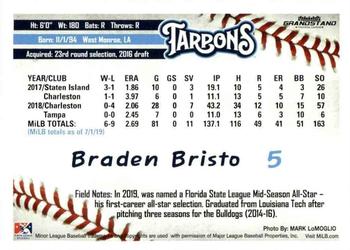 2019 Grandstand Tampa Tarpons #NNO Braden Bristo Back