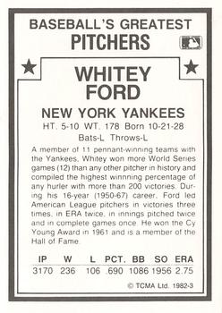 1987 TCMA 1982 Greatest Pitchers #3 Whitey Ford Back