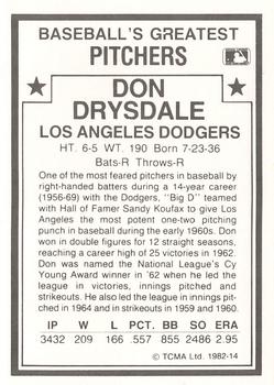 1987 TCMA 1982 Greatest Pitchers #14 Don Drysdale Back