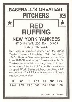 1987 TCMA 1982 Greatest Pitchers #28 Red Ruffing Back