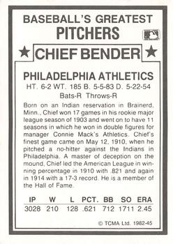 1987 TCMA 1982 Greatest Pitchers #45 Chief Bender Back