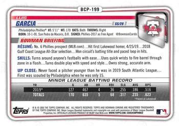 2020 Bowman Chrome - Prospects #BCP-199 Luis Garcia Back