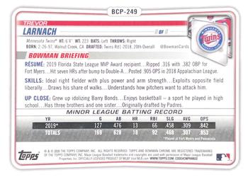 2020 Bowman Chrome - Prospects Green #BCP-249 Trevor Larnach Back
