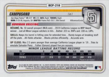 2020 Bowman Chrome - Prospects Shimmer #BCP-218 Luis Campusano Back
