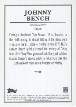 2020 Topps Archives Snapshots - Walkoff Wires #WW-JB Johnny Bench Back