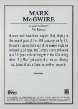 2020 Topps Archives Snapshots - Walkoff Wires #WW-MM Mark McGwire Back