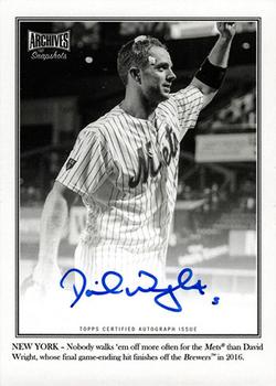 2020 Topps Archives Snapshots - Walkoff Wires Autographs #WW-DW David Wright Front