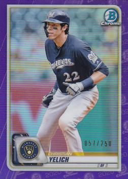 2020 Bowman Chrome - Purple Refractor #76 Christian Yelich Front