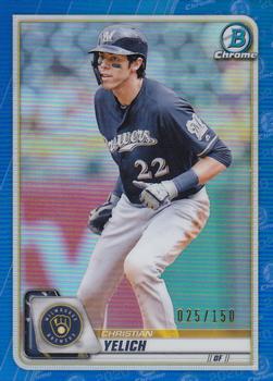 2020 Bowman Chrome - Blue Refractor #76 Christian Yelich Front