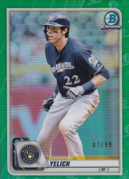 2020 Bowman Chrome - Green Refractor #76 Christian Yelich Front