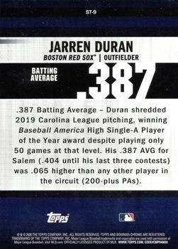 2020 Bowman Chrome - Stat Tracker #ST-9 Jarren Duran Back