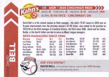 2020 Kahn's Cincinnati Reds #NNO David Bell Back