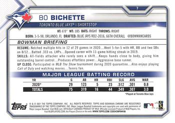 2021 Bowman #7 Bo Bichette Back