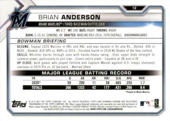 2021 Bowman #12 Brian Anderson Back