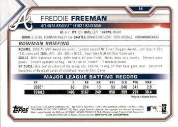 2021 Bowman #14 Freddie Freeman Back