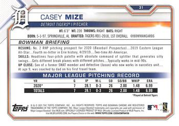 2021 Bowman #31 Casey Mize Back