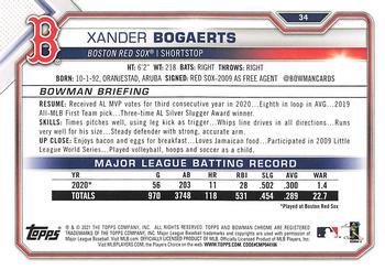 2021 Bowman #34 Xander Bogaerts Back