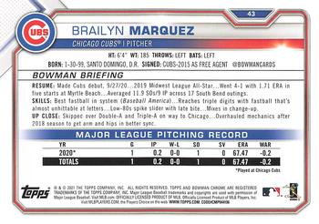 2021 Bowman #43 Brailyn Marquez Back