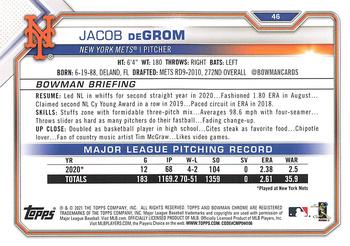 2021 Bowman #46 Jacob deGrom Back