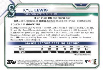 2021 Bowman #48 Kyle Lewis Back