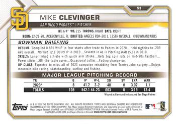 2021 Bowman #53 Mike Clevinger Back