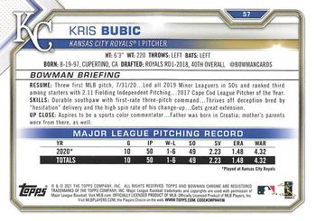 2021 Bowman #57 Kris Bubic Back