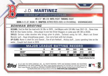 2021 Bowman #60 J.D. Martinez Back