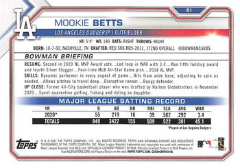 2021 Bowman #61 Mookie Betts Back