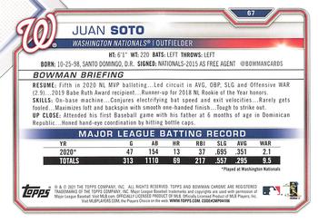 2021 Bowman #67 Juan Soto Back