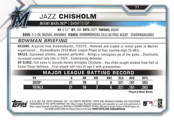 2021 Bowman #71 Jazz Chisholm Back
