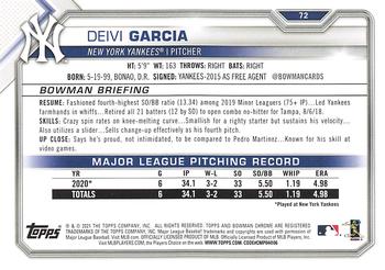 2021 Bowman #72 Deivi Garcia Back
