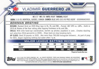 2021 Bowman #73 Vladimir Guerrero Jr. Back