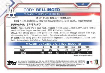 2021 Bowman #80 Cody Bellinger Back