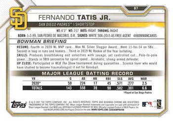 2021 Bowman #87 Fernando Tatis Jr. Back