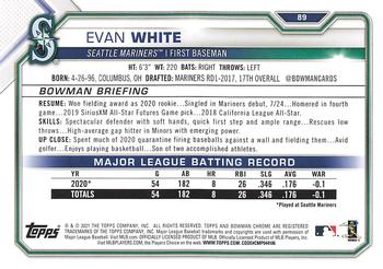 2021 Bowman #89 Evan White Back