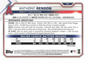 2021 Bowman #93 Anthony Rendon Back