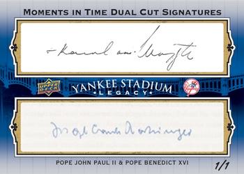 2008 Upper Deck Yankee Stadium Legacy - Moments in Time Dual Cut Signatures #PB Pope John Paul II / Pope Benedict XVI Front