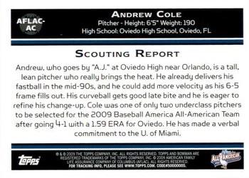 2009 Bowman AFLAC All-American Classic #AFLAC-AC Andrew Cole Back