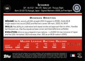 2009 Bowman - Blue #10 Ichiro Suzuki Back