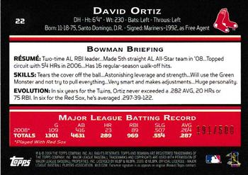 2009 Bowman - Blue #22 David Ortiz Back