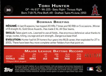 2009 Bowman - Blue #30 Torii Hunter Back