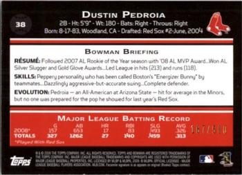 2009 Bowman - Blue #38 Dustin Pedroia Back