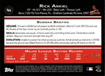 2009 Bowman - Blue #41 Rick Ankiel Back