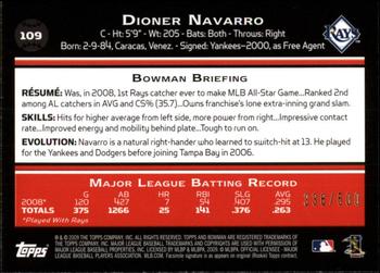 2009 Bowman - Blue #109 Dioner Navarro Back