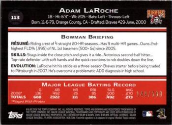 2009 Bowman - Blue #113 Adam LaRoche Back
